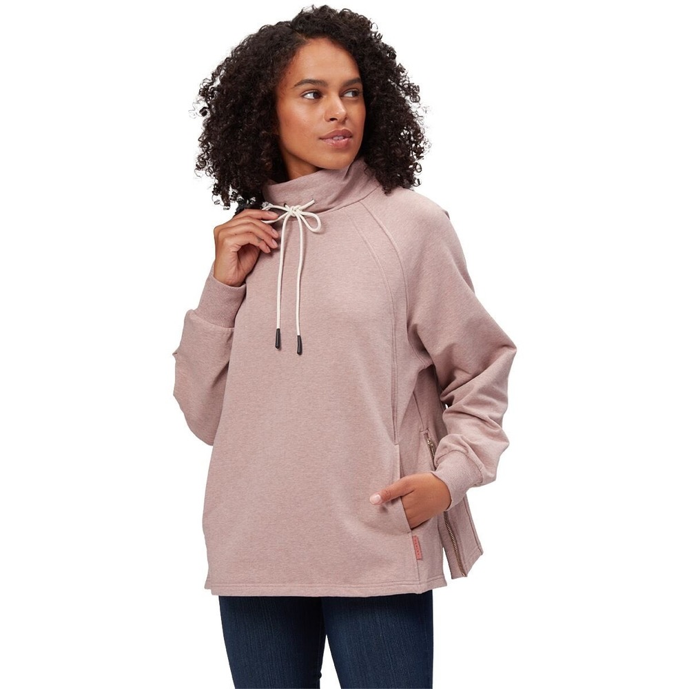 Varley Atlas Sweatshirt Womens Medium Ash Rose Pink Side Zip Funnel Neck